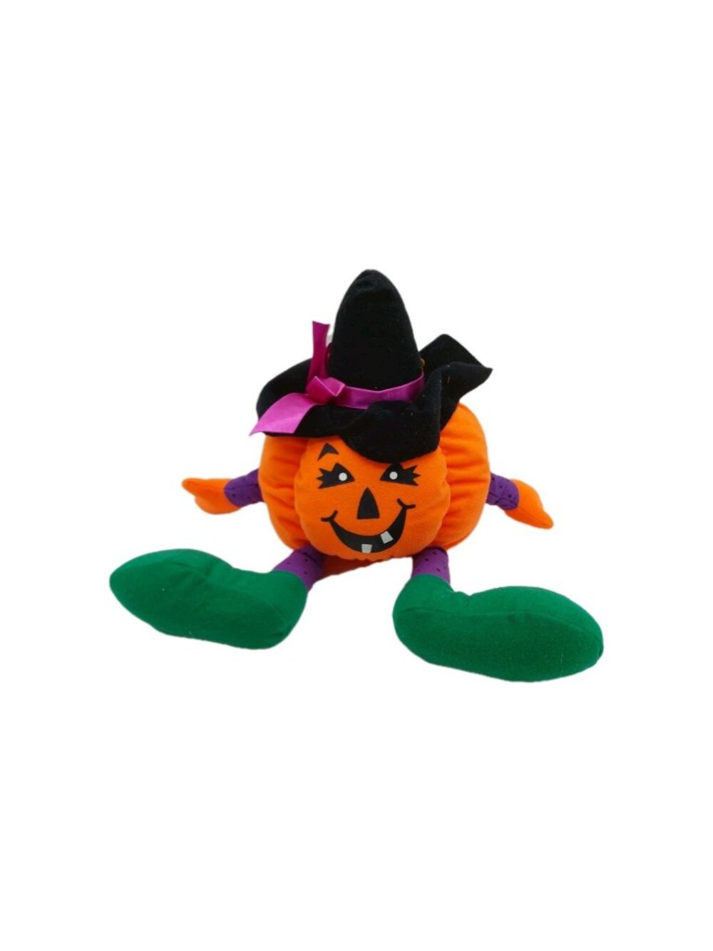 Soft Dreams Plush Pumpkin Wearing Witch Hat Stuffed 11" Decor Halloween